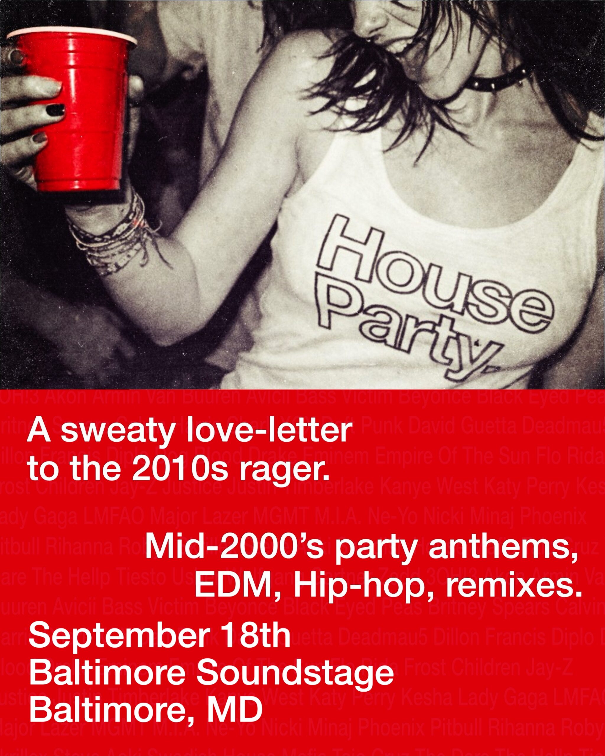 House Party. A sweaty love-letter to the 2010s rager. (18+)